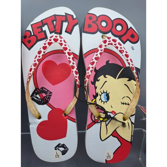 Betty Boop L 9-10 Flip Flops Sandals And Slipper Socks. New - Picture 2 of 6